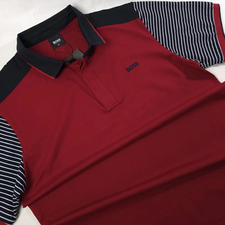 BOS Striped sleeves polo