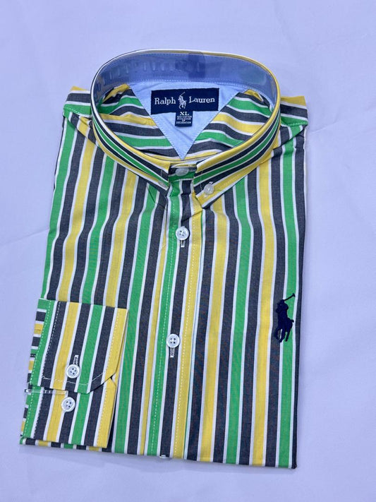 Quality Striped Shirt with Buttoned Neck